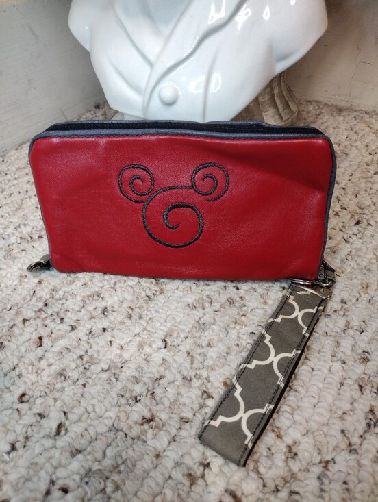 Disney Handbags - Mickey Mouse Themed Red Leather Wristlet